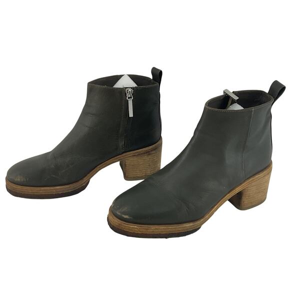 Whistles Brown Leather Chunky Sole Block Heel Boots Women's Size 9 Preowned - Picture 1 of 8